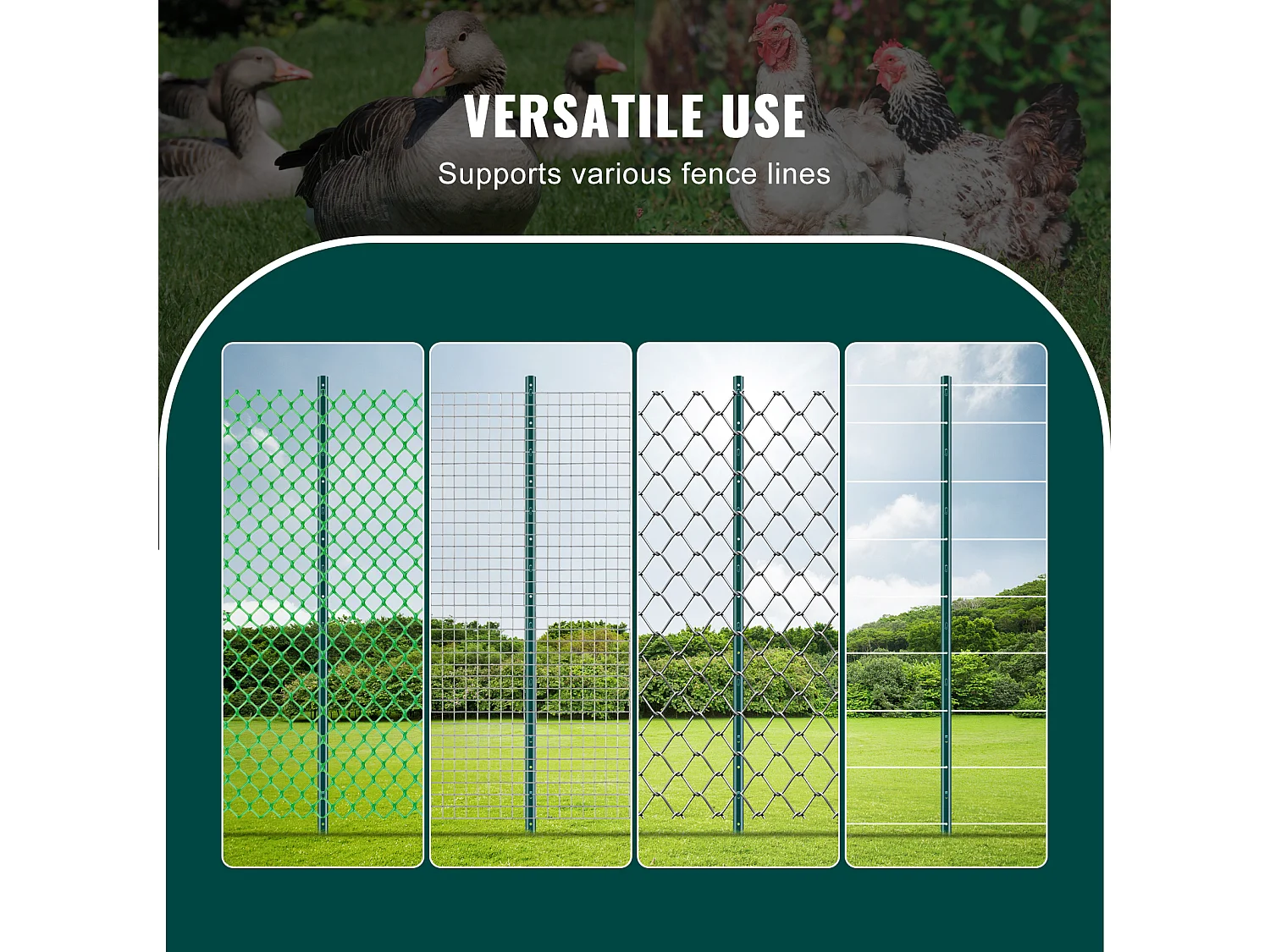 Cloture en Metal Piquets SucceBuy 152.4 cm T-Post 10 Pack Stakes de Clôture en Métal Robustes pour Jardin, Vert