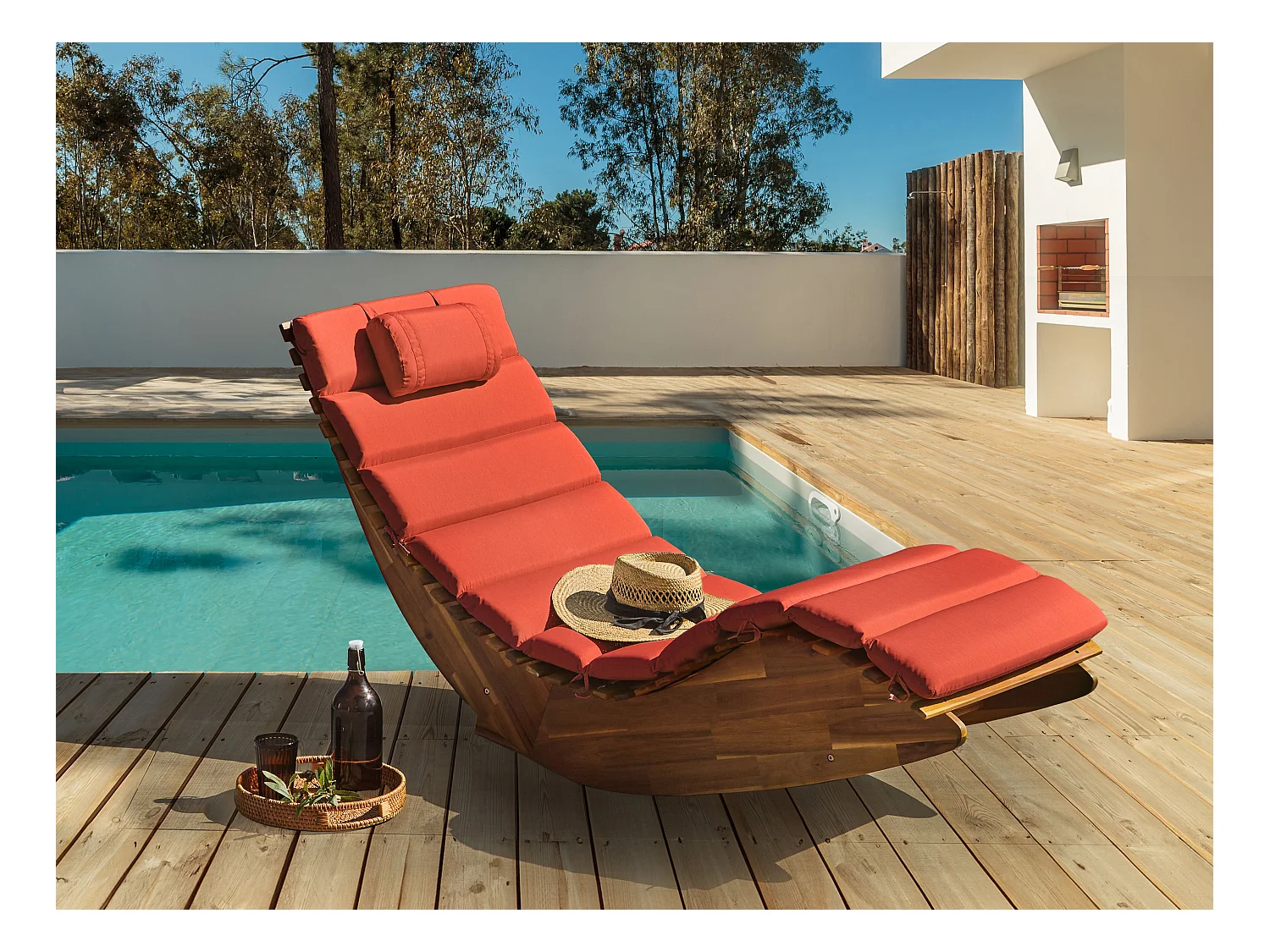 Transat avec coussin BRESCIA PREMIUM Acacia Rouge