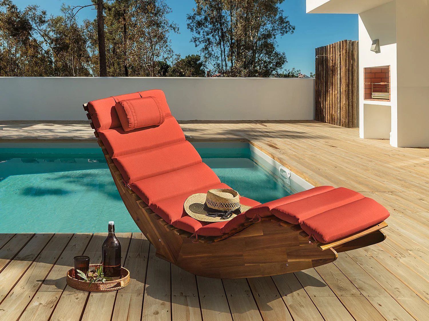 Transat avec coussin BRESCIA PREMIUM Acacia Rouge