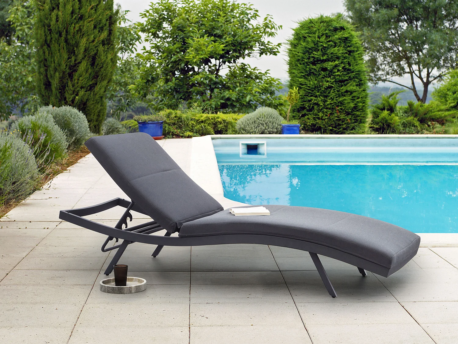 Transat avec coussin AMELIA Métal Gris foncé