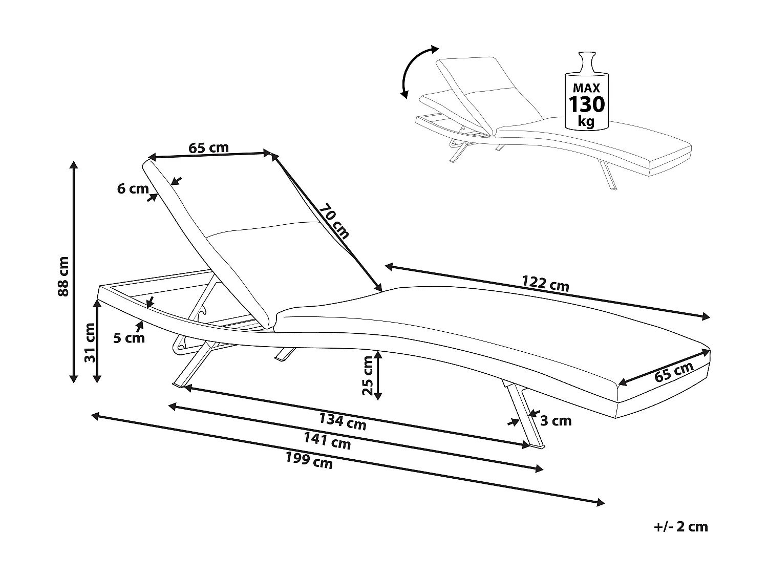 Transat avec coussin AMELIA Métal Gris foncé