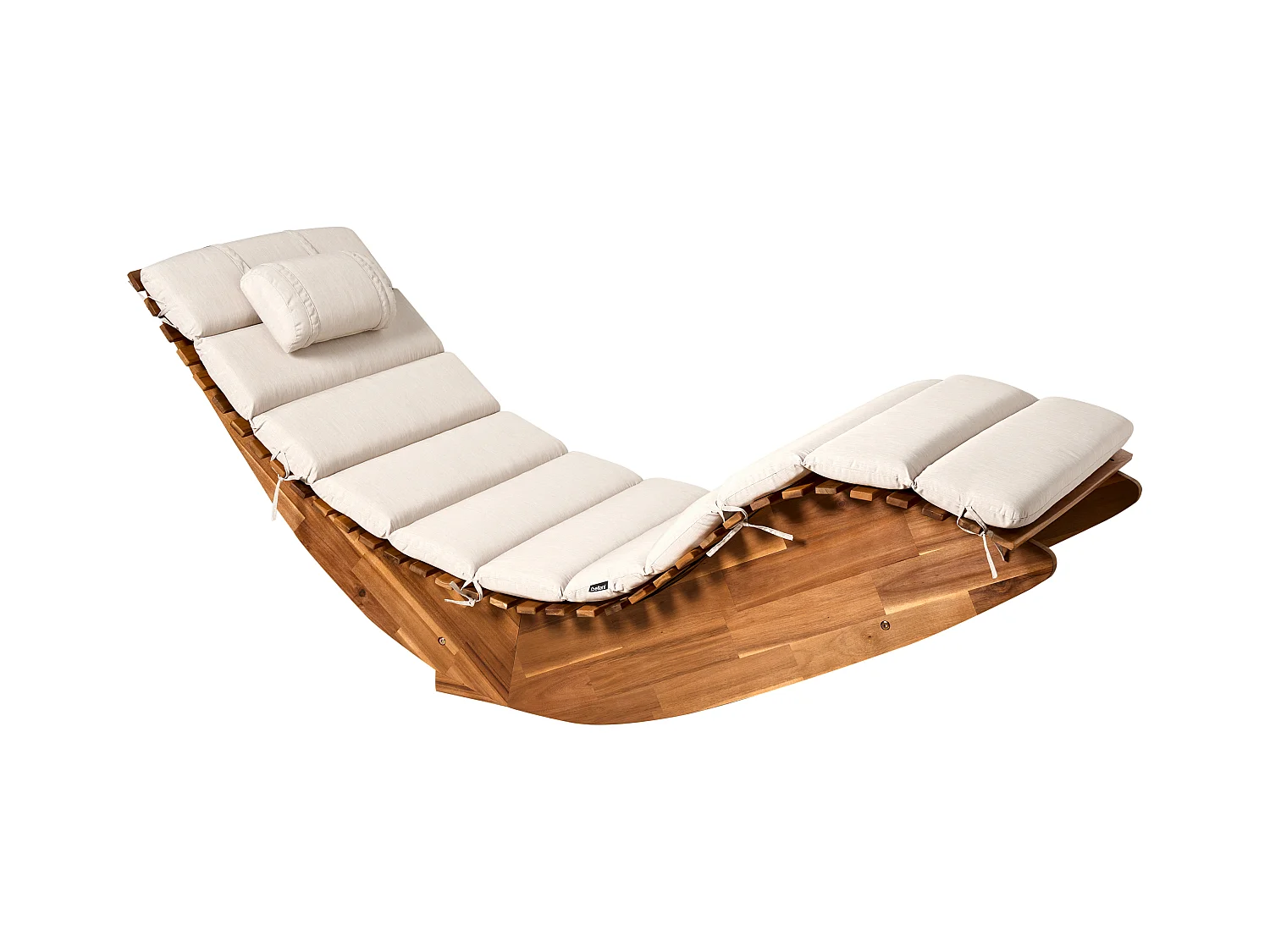 Sonnenliege mit Kissen BRESCIA PREMIUM Akazienholz Hellbeige