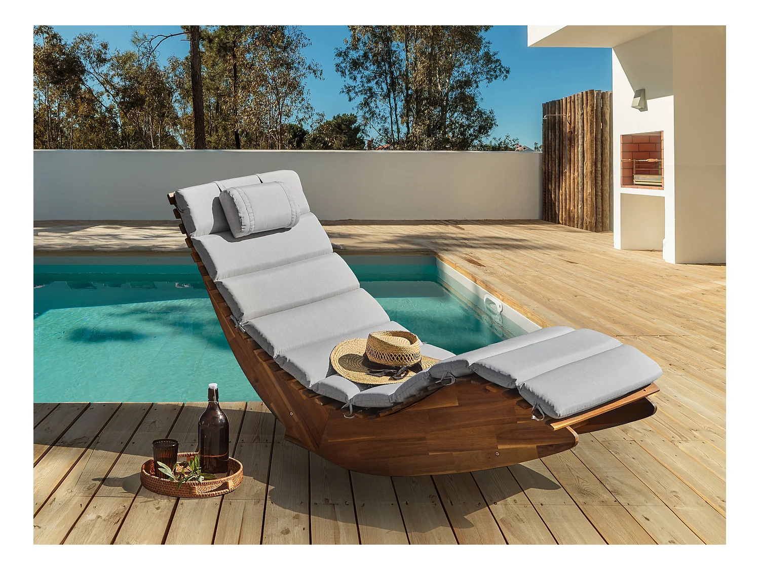 Transat avec coussin BRESCIA PREMIUM Acacia Gris clair