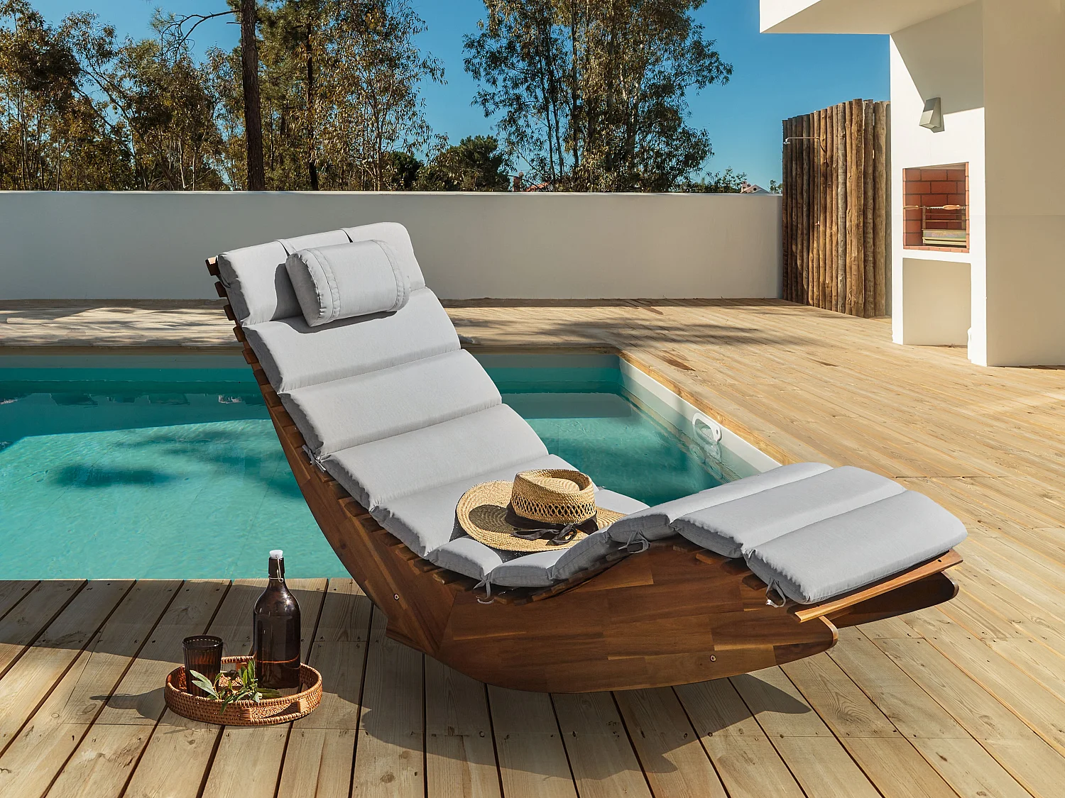 Transat avec coussin BRESCIA PREMIUM Acacia Gris clair