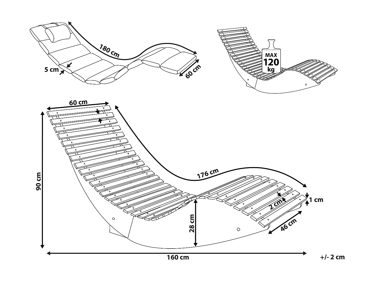 Transat avec coussin BRESCIA PREMIUM Acacia Gris clair