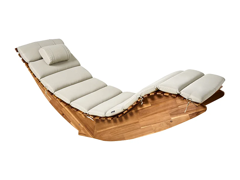Sonnenliege mit Kissen BRESCIA PREMIUM Akazienholz Taupe
