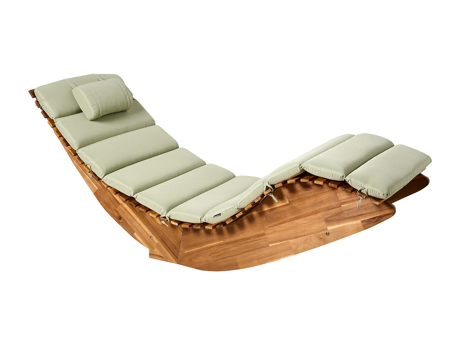 Sonnenliege mit Kissen BRESCIA PREMIUM Akazienholz Hellgrün