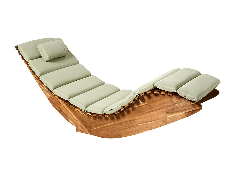 Sonnenliege mit Kissen BRESCIA PREMIUM Akazienholz Hellgrün
