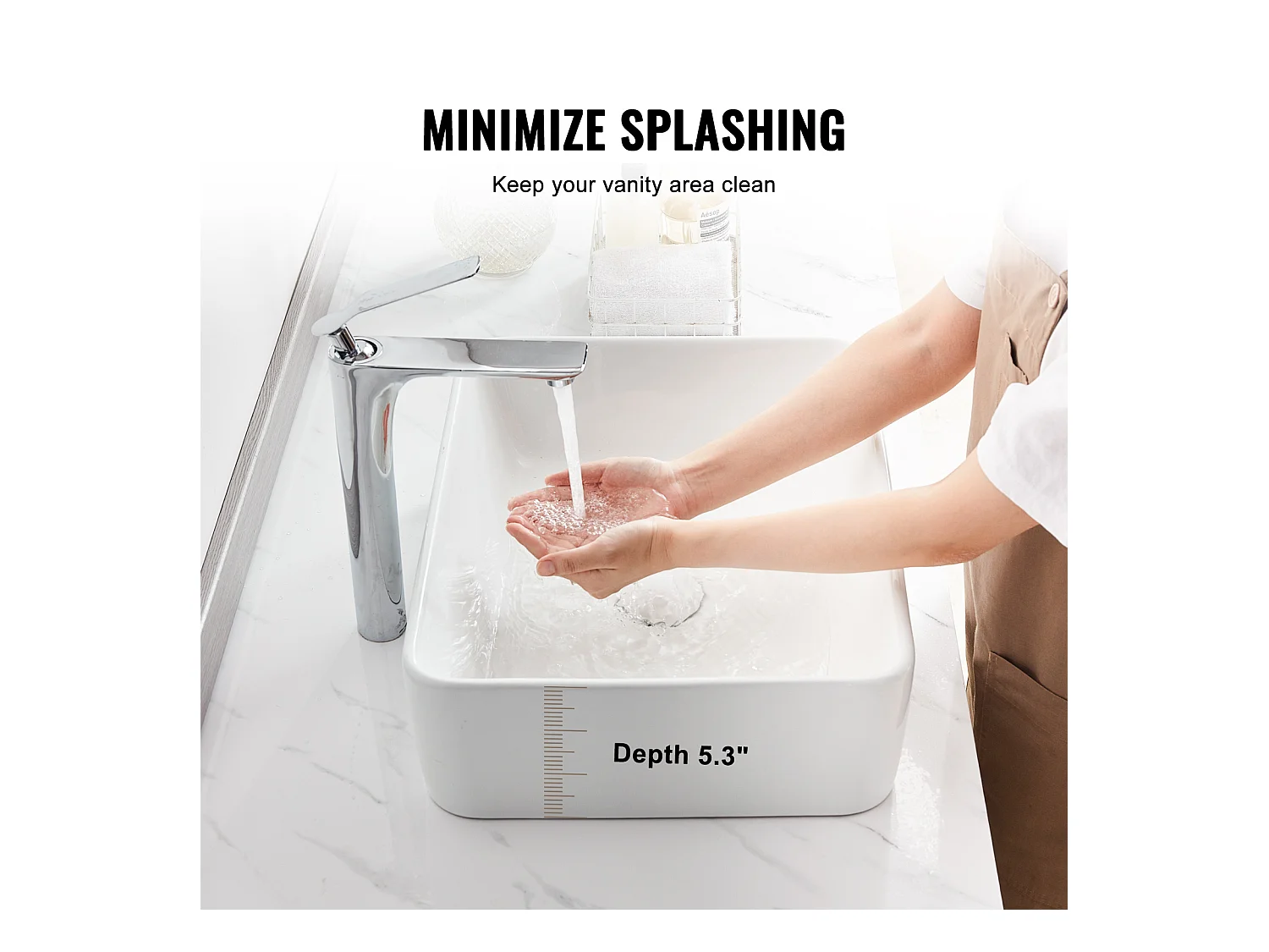 Lavabo de Salle de Bain SucceBuy, 48 x 37 cm, Blanc Moderne , pour Salle de Bain, Hôtel, Toilettes, Camping-Car