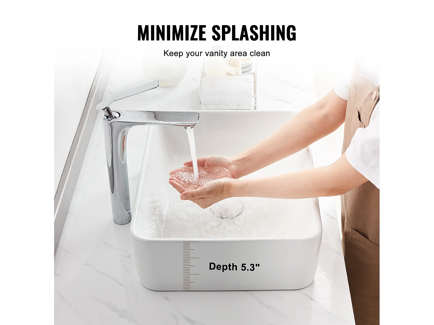 Lavabo de Salle de Bain SucceBuy, 48 x 37 cm, Blanc Moderne , pour Salle de Bain, Hôtel, Toilettes, Camping-Car