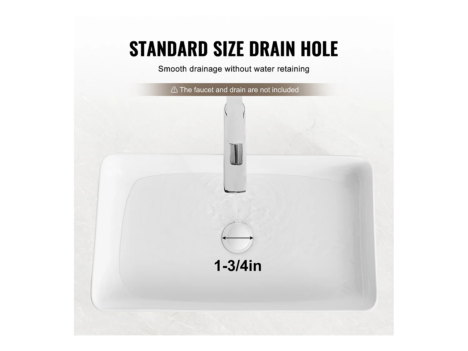 Lavabo de Salle de Bain SucceBuy, 61 x 35 cm, Blanc Moderne, pour Salle de Bain, Hôtel, Toilettes, Camping-Car