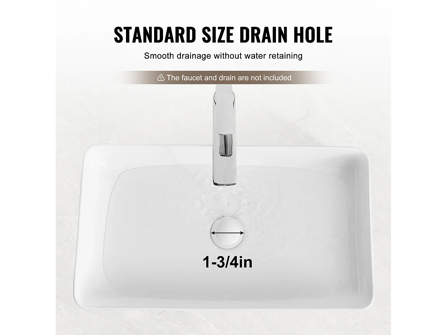 Badkamerwasbak SucceBuy, 61 x 35 cm, Modern Wit, voor Badkamer, Hotel, Toilet, Camper