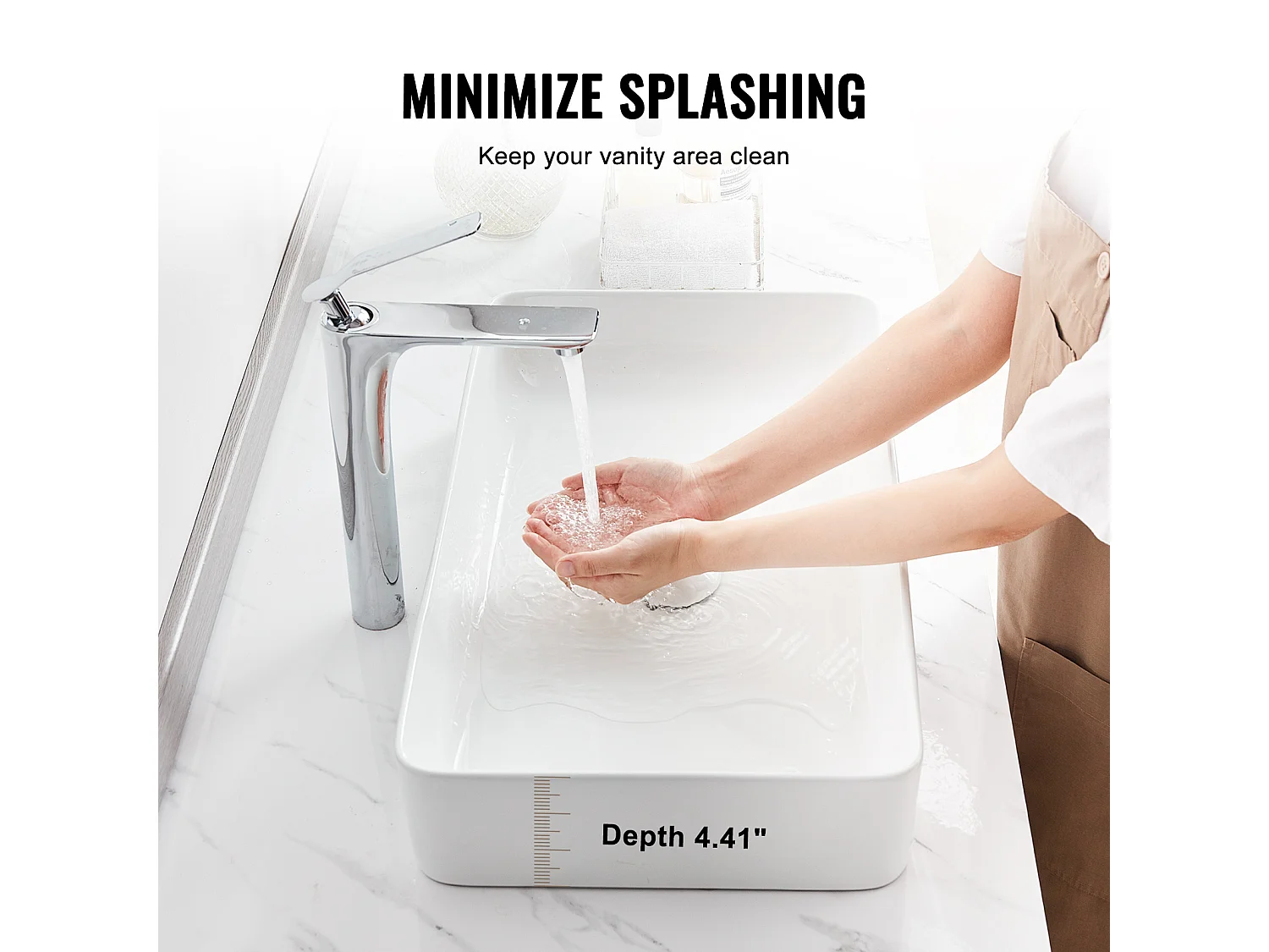 Badkamerwasbak SucceBuy, 61 x 35 cm, Modern Wit, voor Badkamer, Hotel, Toilet, Camper