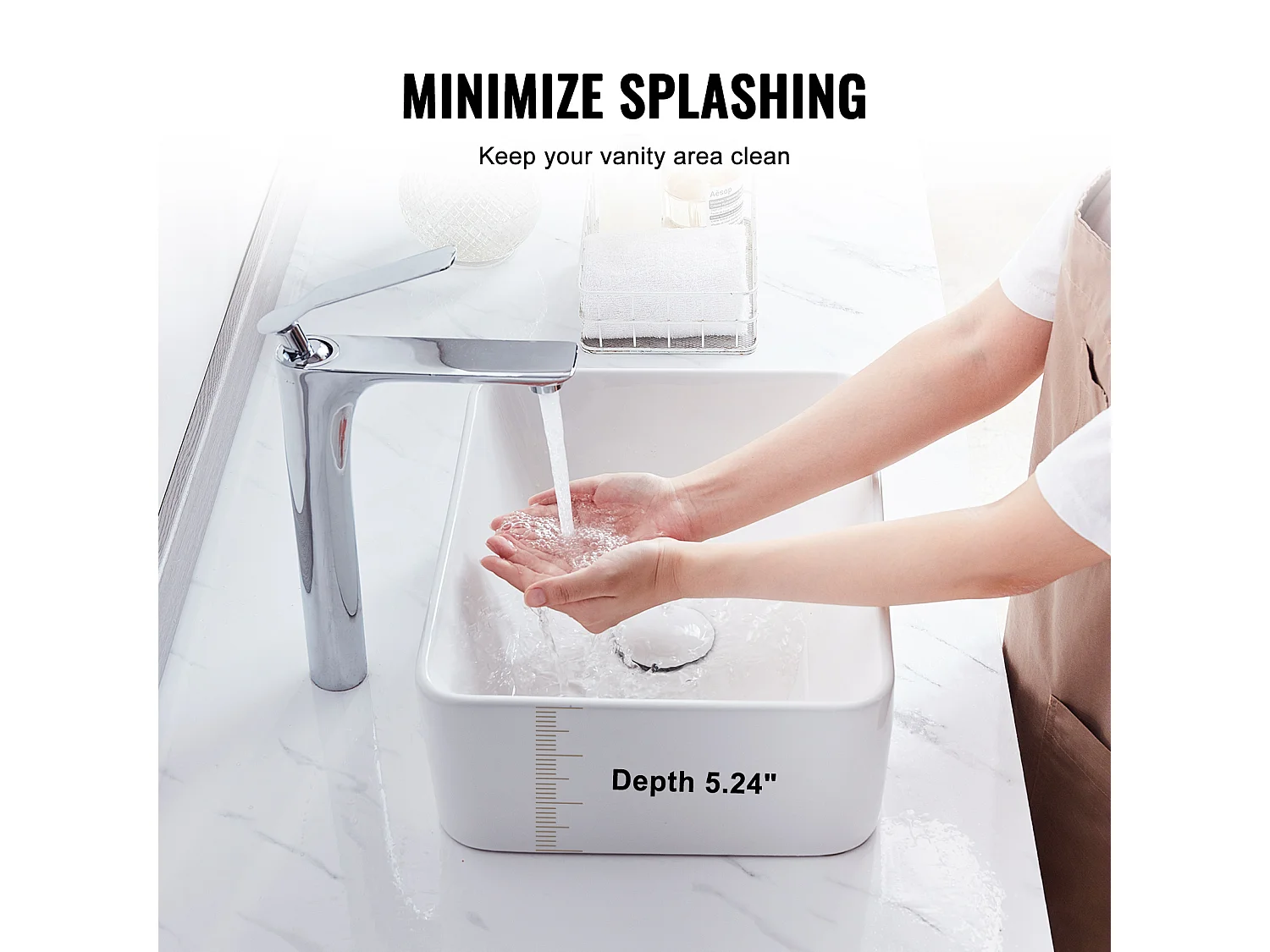 Lavabo de Banheiro SucceBuy, 41 x 30 cm, Branco Moderno, para Casa de Banho, Hotel, WC, Autocaravana