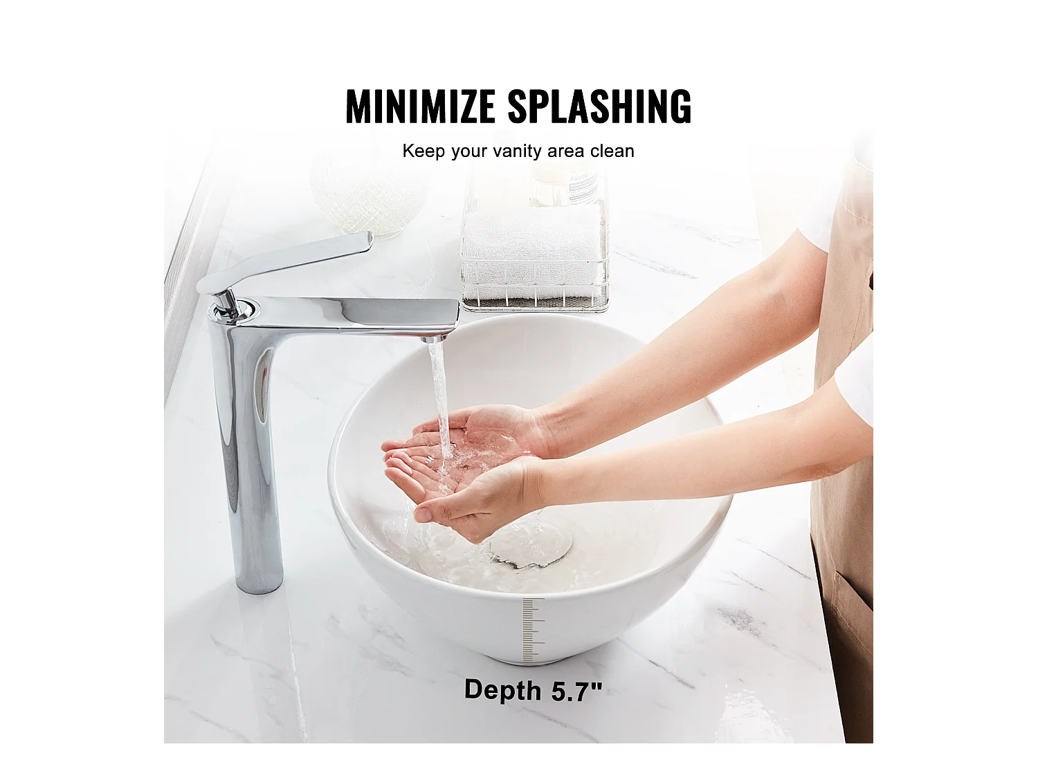 Badkamerwasbak SucceBuy, 41 x 34 cm, Modern Wit, voor Badkamer, Hotel, Toilet, Camper