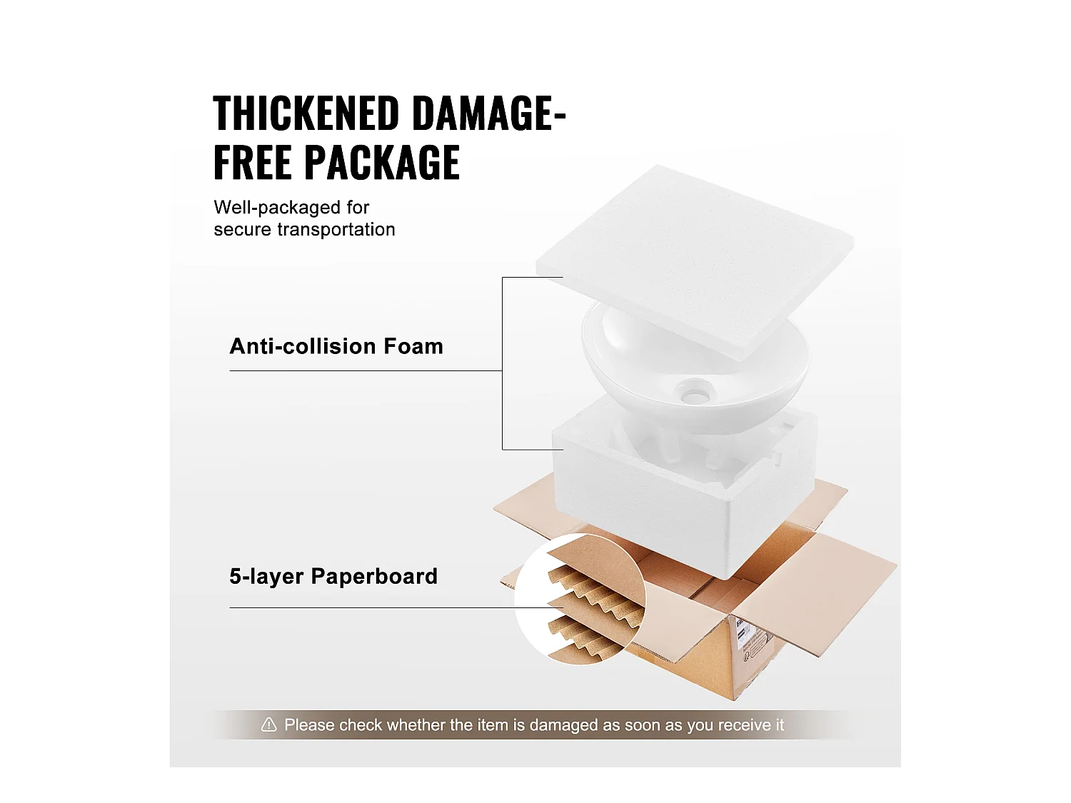 Badkamerwasbak SucceBuy, 41 x 34 cm, Modern Wit, voor Badkamer, Hotel, Toilet, Camper