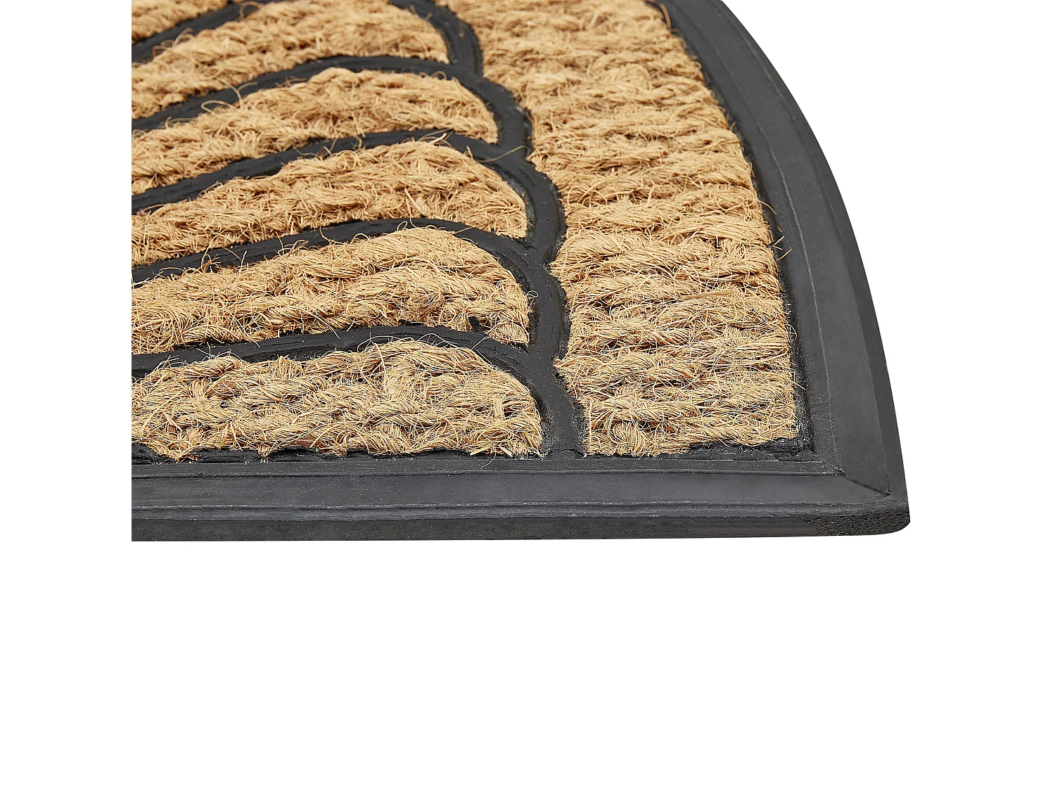 Fußmatte natürlich / schwarz halbrund mit Muster 45 x 75 cm Indoor Koryak