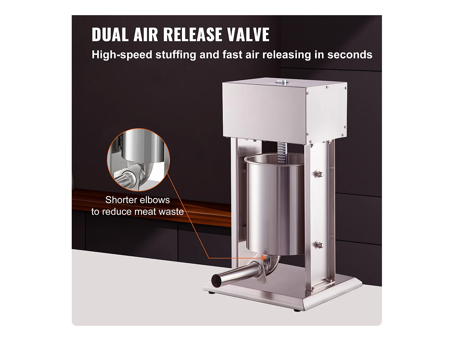 Poussoir à Saucisses Électrique SucceBuy, Remplisseuse de Saucisses pour Usage Domestique/Commercial, en Acier Inoxydable, 10 L, 200 W