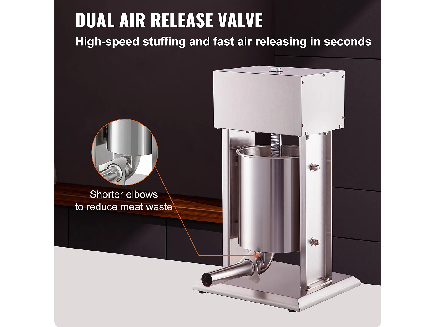 Poussoir à Saucisses Électrique SucceBuy, Remplisseuse de Saucisses pour Usage Domestique/Commercial, en Acier Inoxydable, 10 L, 200 W