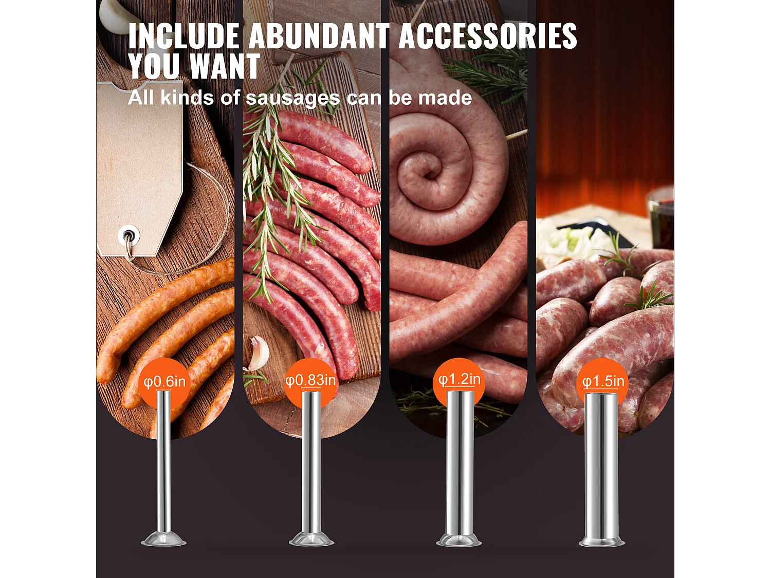 Poussoir à Saucisses Électrique SucceBuy, Remplisseuse de Saucisses pour Usage Domestique/Commercial, en Acier Inoxydable, 10 L, 200 W