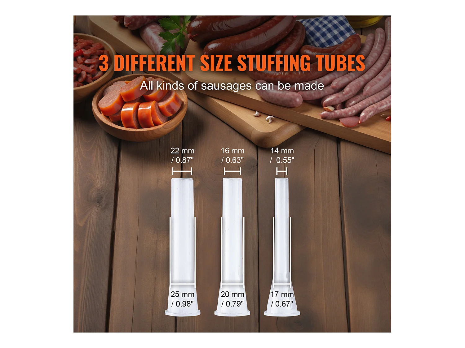 Poussoir à Saucisses Manuel SucceBuy, 2 L, Poussoir à Saucisses en Acier Inoxydable 304, avec Pince, Vertical