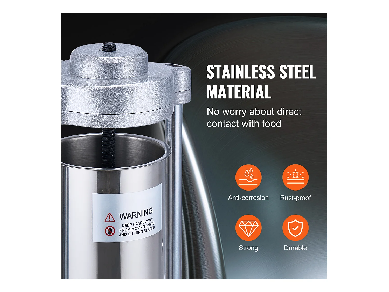 Poussoir à Saucisses Manuel SucceBuy, 2 L, Poussoir à Saucisses en Acier Inoxydable 304, avec Pince, Vertical