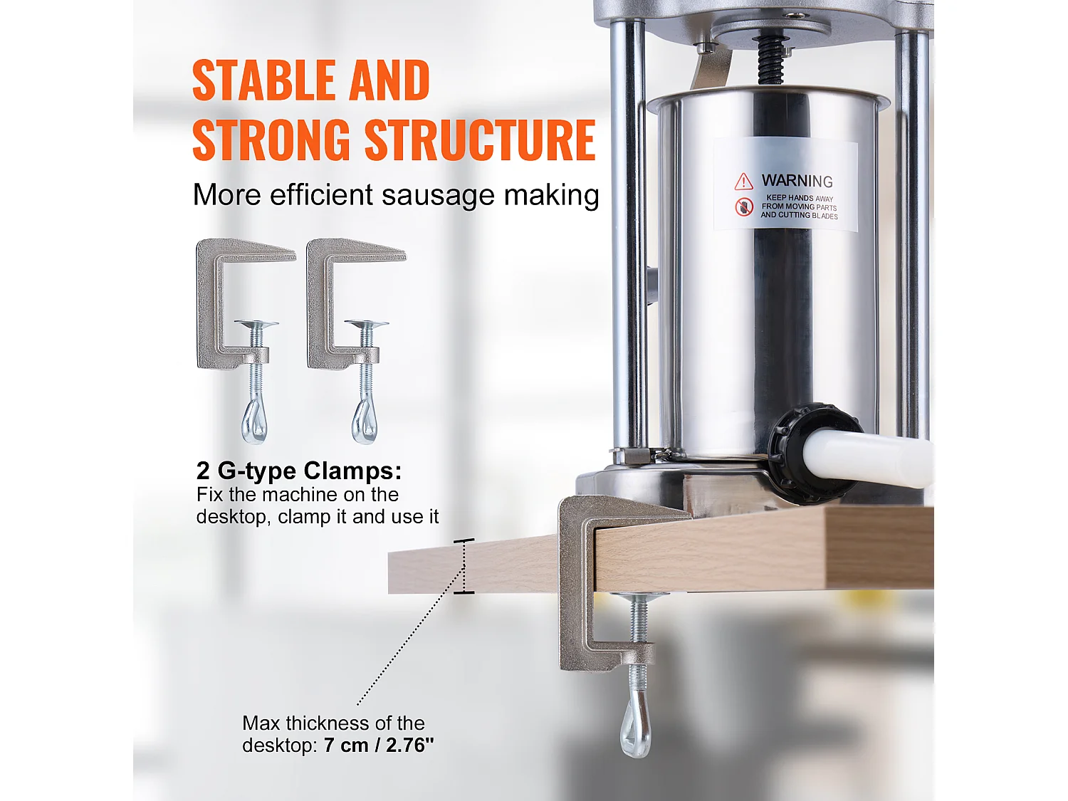 Poussoir à Saucisses Manuel SucceBuy, 2 L, Poussoir à Saucisses en Acier Inoxydable 304, avec Pince, Vertical