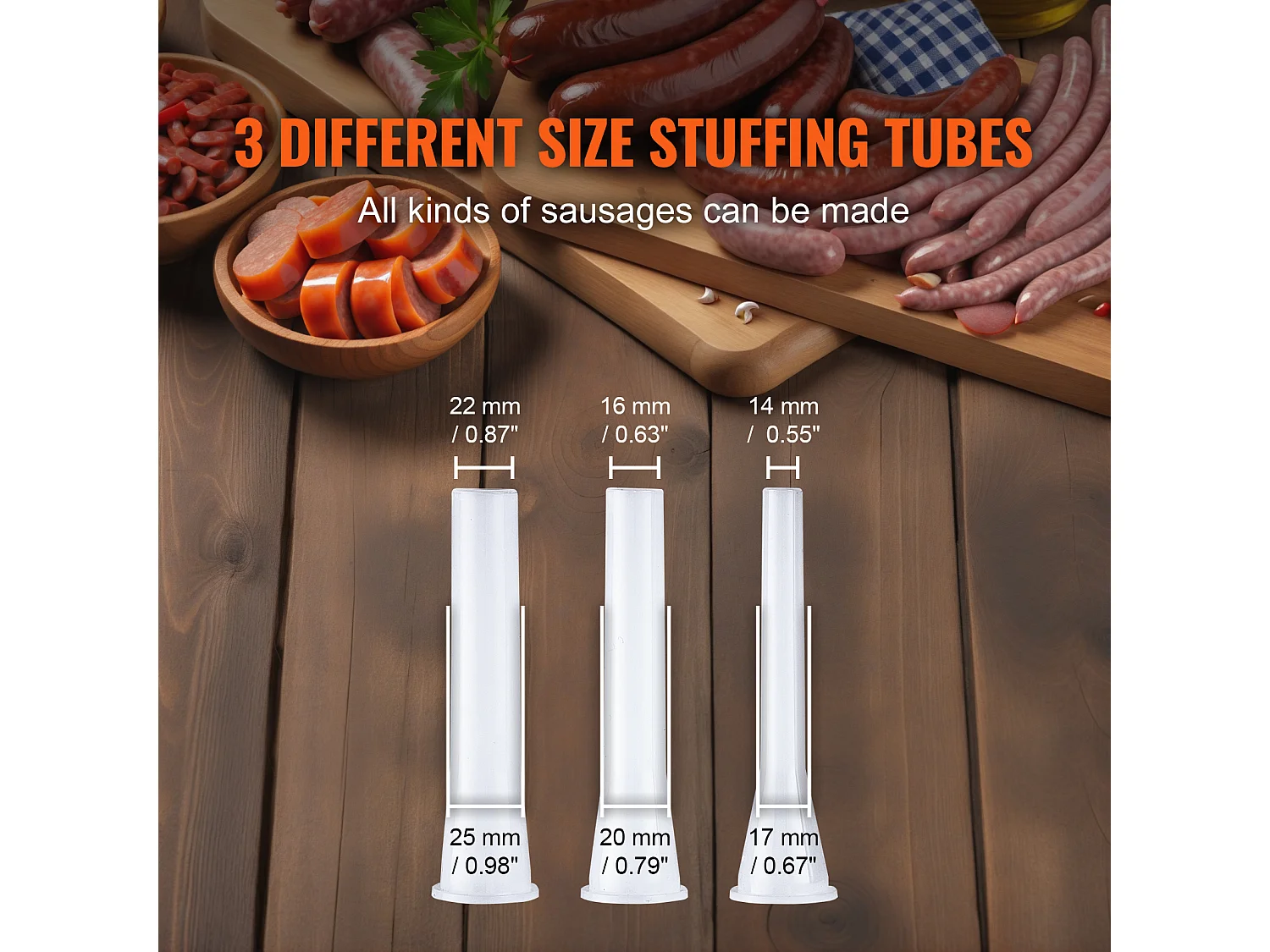 Poussoir à Saucisses Manuel SucceBuy, 2 L, Poussoir à Saucisses en Acier Inoxydable 304, avec Pince, Vertical