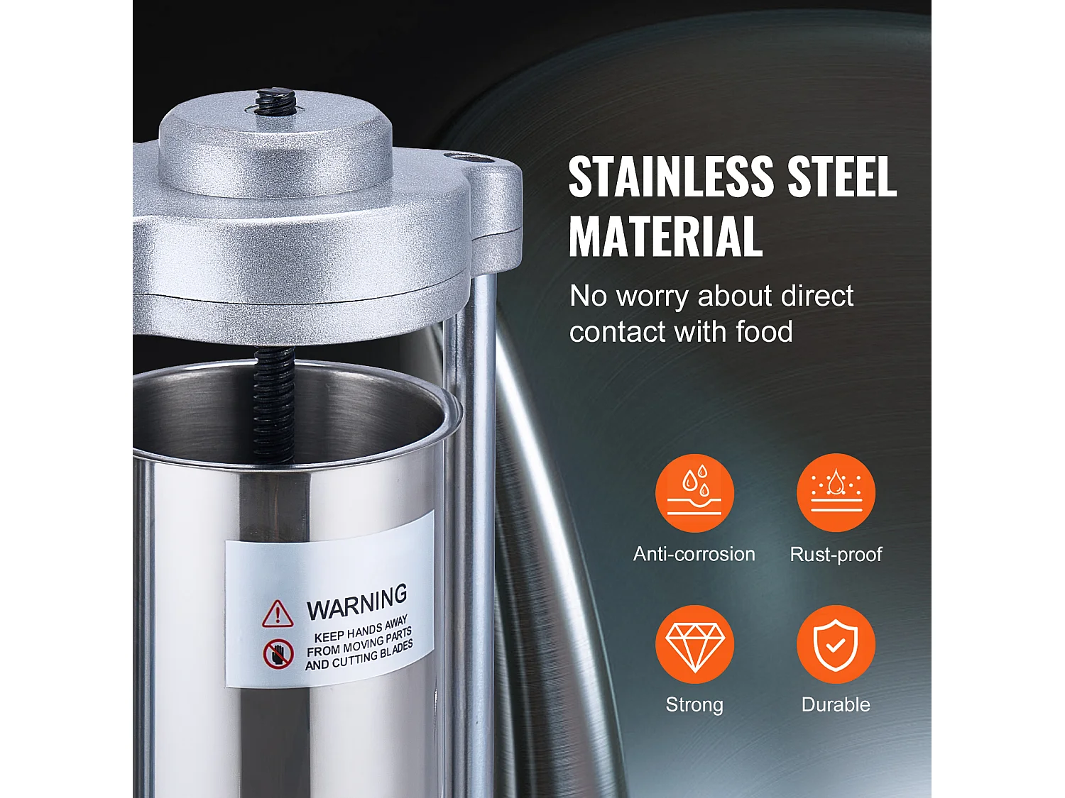 Poussoir à Saucisses Manuel SucceBuy, 2 L, Poussoir à Saucisses en Acier Inoxydable 304, avec Pince, Vertical