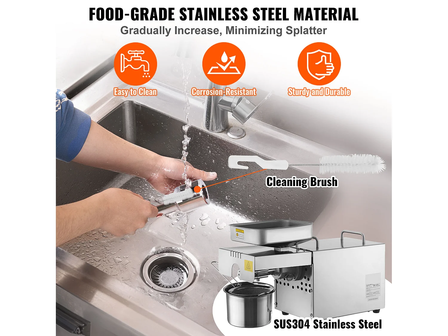 Prensa de Aceite Eléctrica SucceBuy Prensa de Aceite Eléctrica de Acero Inoxidable de 850 W para Semillas de Sésamo