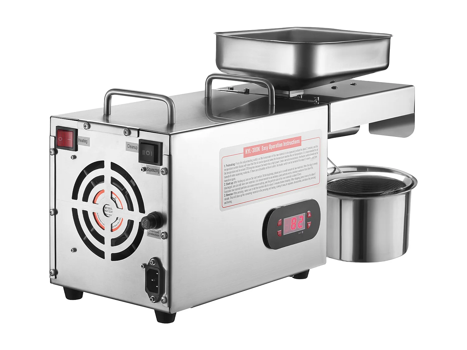 Prensa de Aceite Eléctrica SucceBuy Prensa de Aceite Eléctrica de Acero Inoxidable de 850 W para Semillas de Sésamo