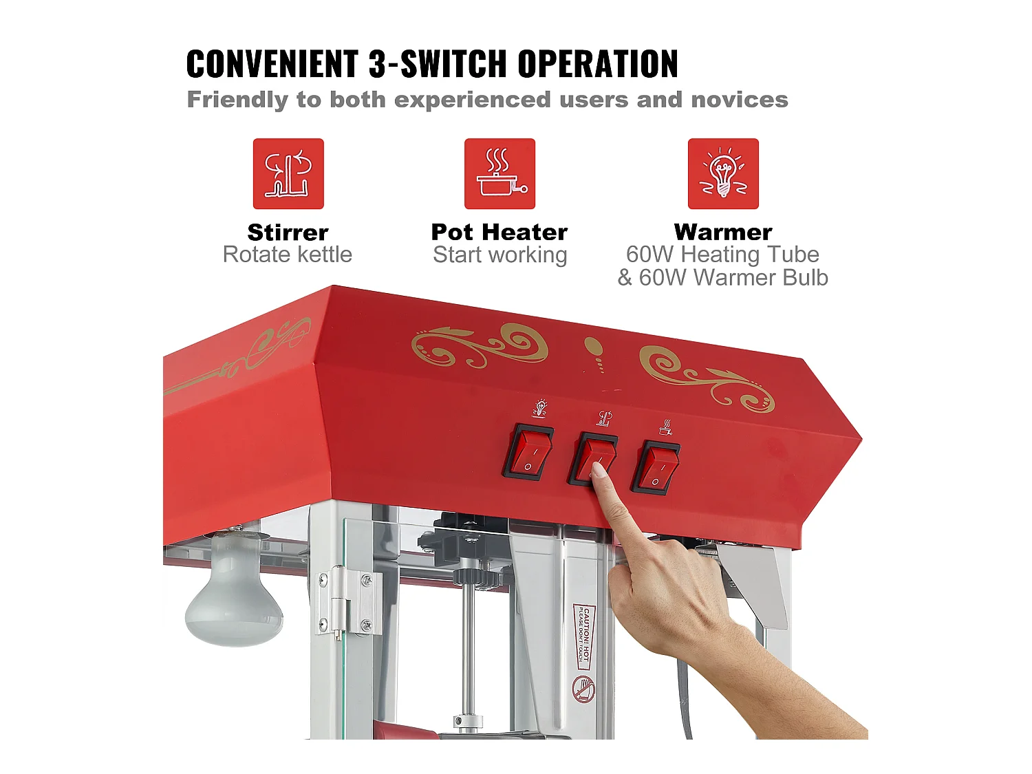 Machine à Pop-Corn SucceBuy Machine à popcorn avec Chariot, 850 W, 8 oz, 48 Tasses, Rouge，610 x 410 x 1 395 mm