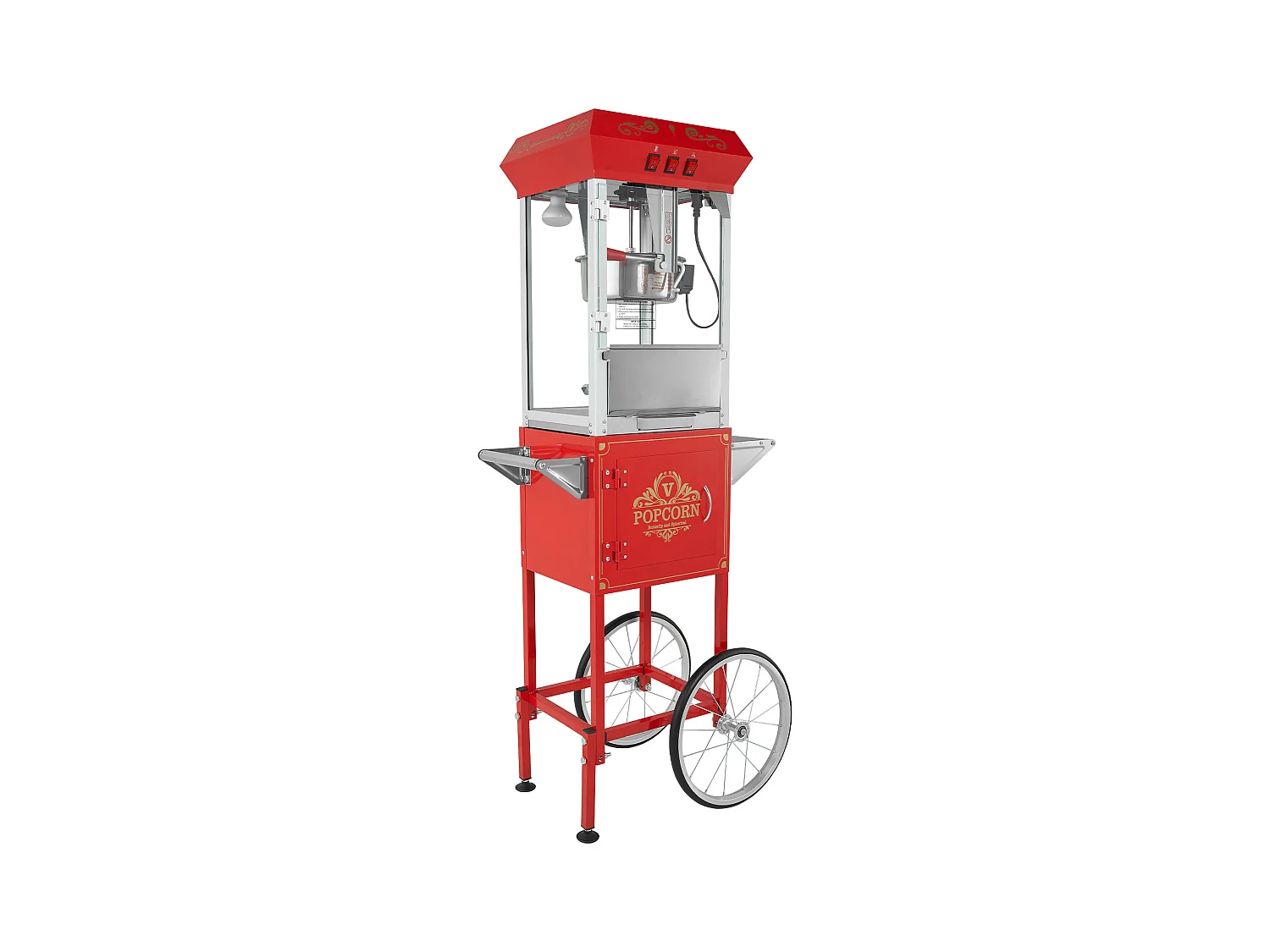 Machine à Pop-Corn SucceBuy Machine à popcorn avec Chariot, 850 W, 8 oz, 48 Tasses, Rouge，610 x 410 x 1 395 mm