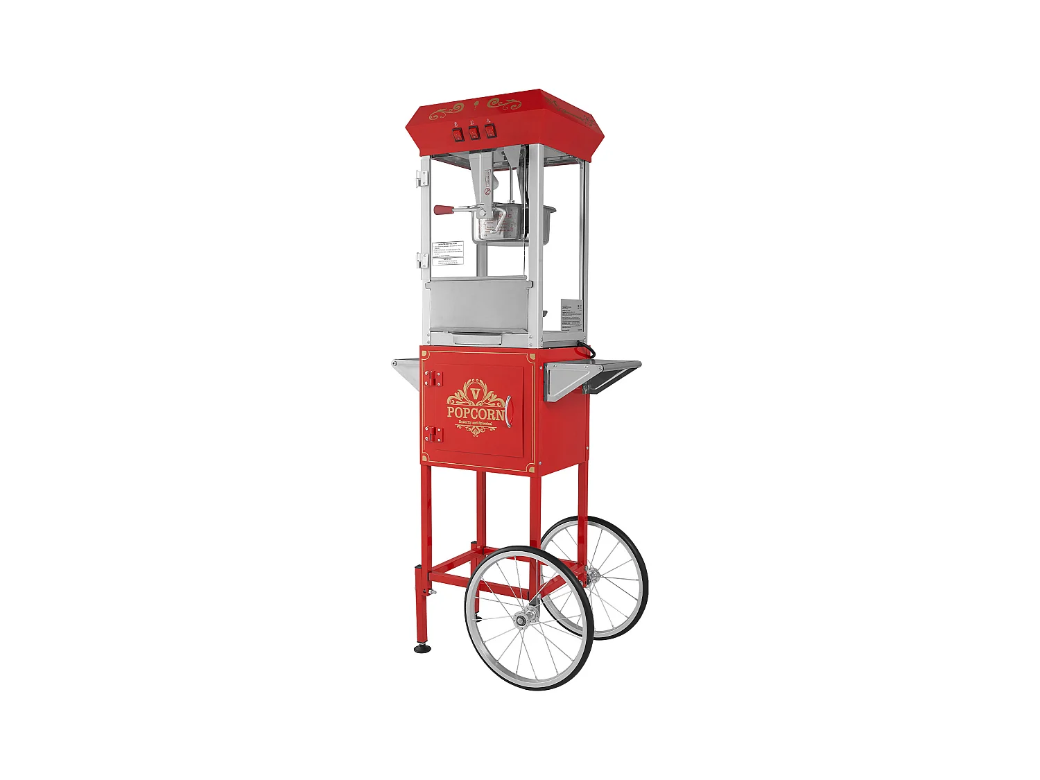 Machine à Pop-Corn SucceBuy Machine à popcorn avec Chariot, 850 W, 8 oz, 48 Tasses, Rouge，610 x 410 x 1 395 mm