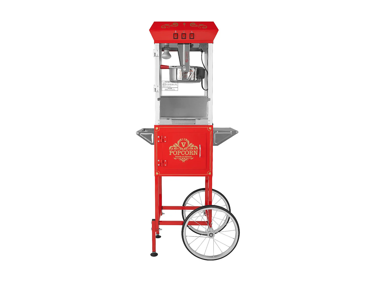 Máquina de Palomitas SucceBuy, Máquina de Palomitas con Carrito, 850 W, 8 oz, 48 Tazas, Rojo, 610 x 410 x 1395 mm
