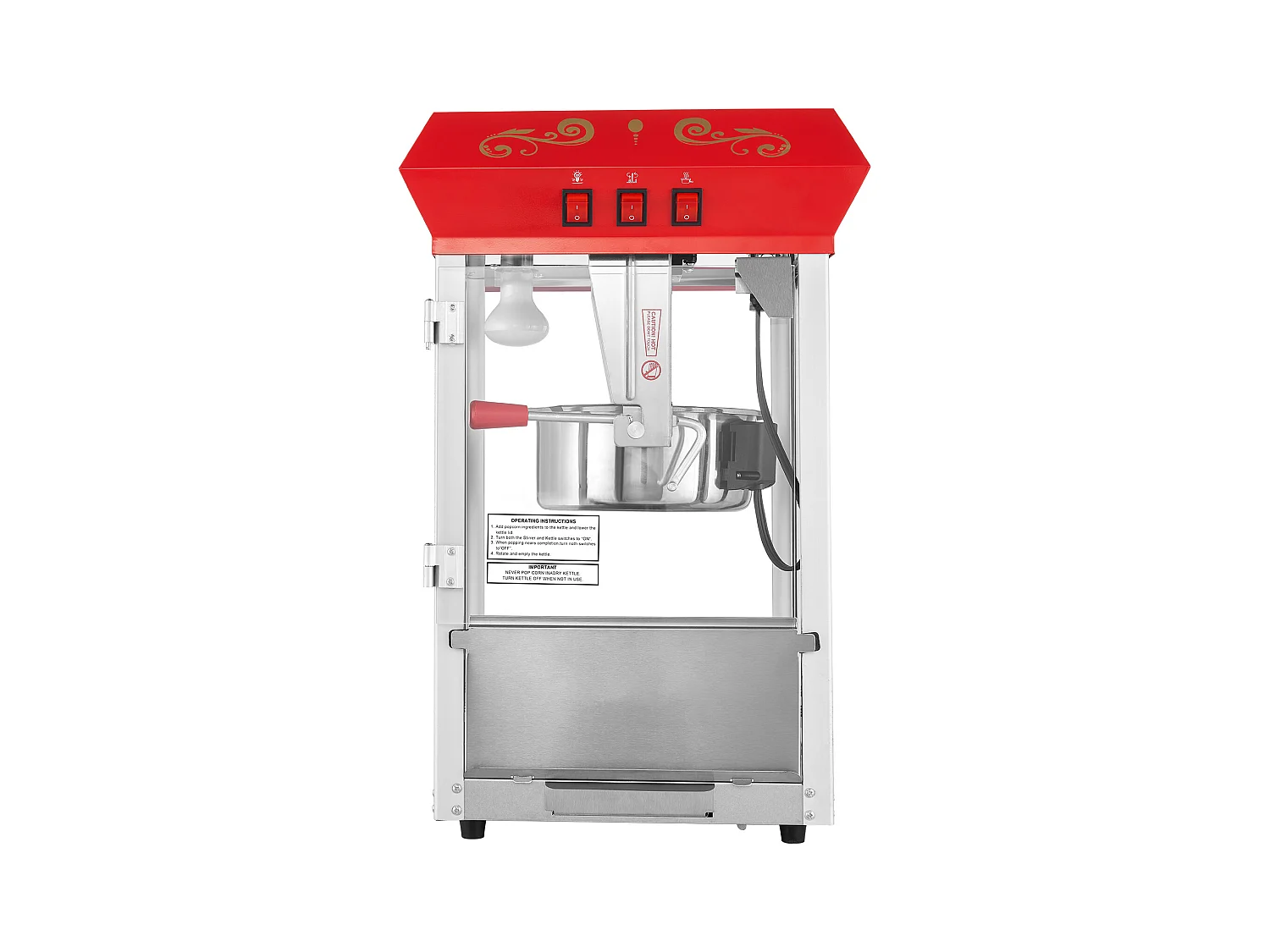 Máquina de Palomitas SucceBuy, 850 W, Máquina de Palomitas de 227 ml, Prepara 48 Tazas por Lote, Incluye 4 Cucharas, Estilo Cine, Rojo