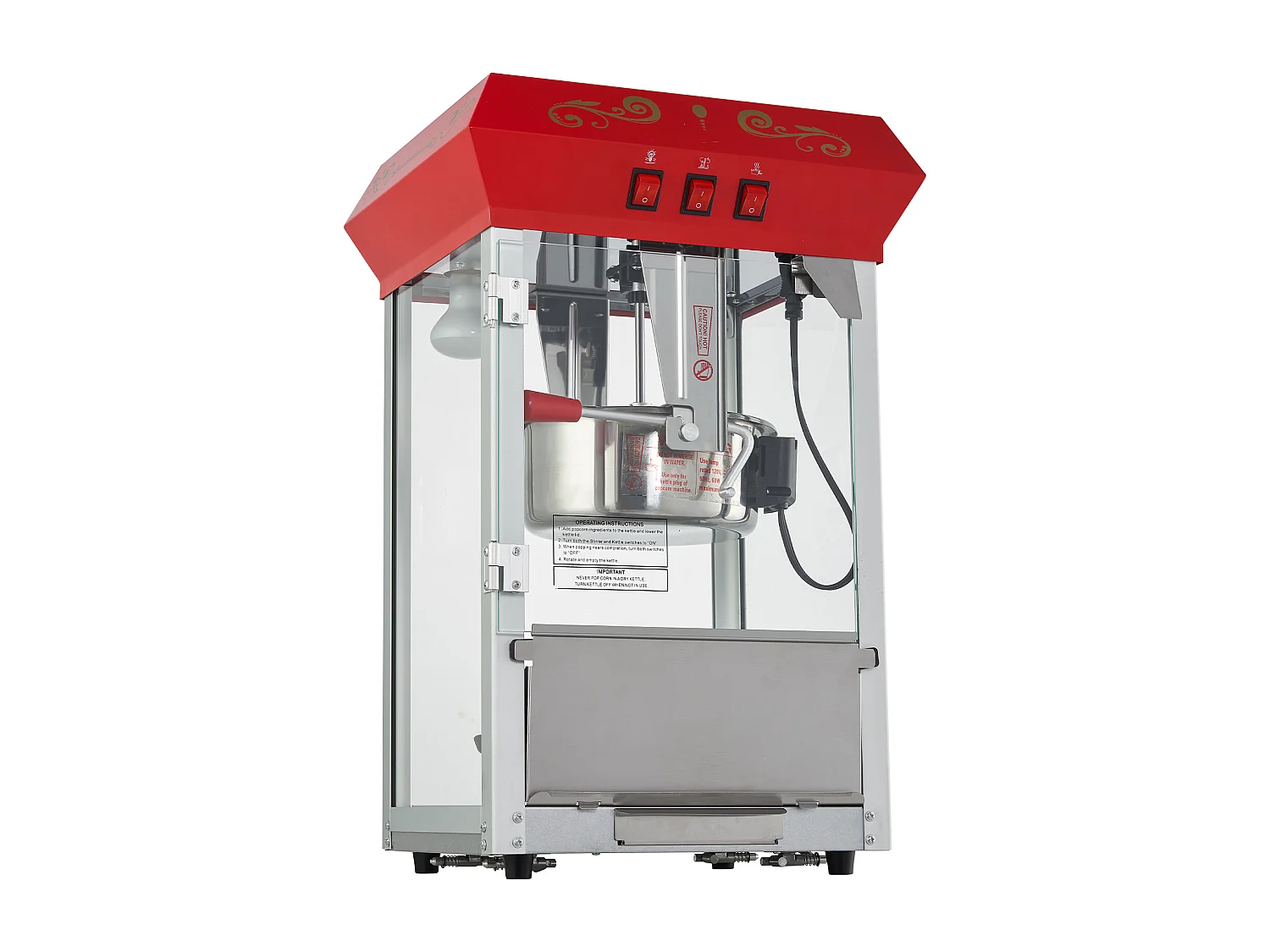Machine à Pop-Corn 850 W SucceBuy, Machine à Pop-Corn de 227 ml, Permet de Préparer 48 Tasses par lot, Comprend 4 Cuillères, Style Cinéma, Rouge