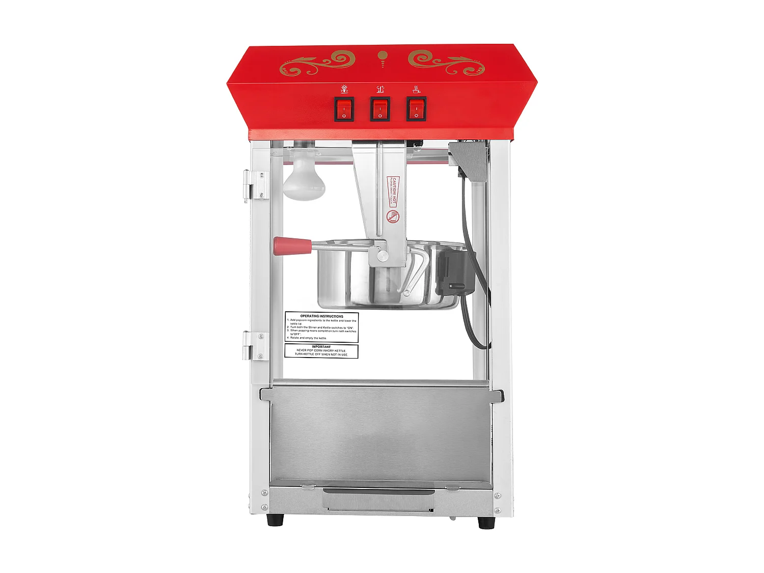 Machine à Pop-Corn 850 W SucceBuy, Machine à Pop-Corn de 227 ml, Permet de Préparer 48 Tasses par lot, Comprend 4 Cuillères, Style Cinéma, Rouge