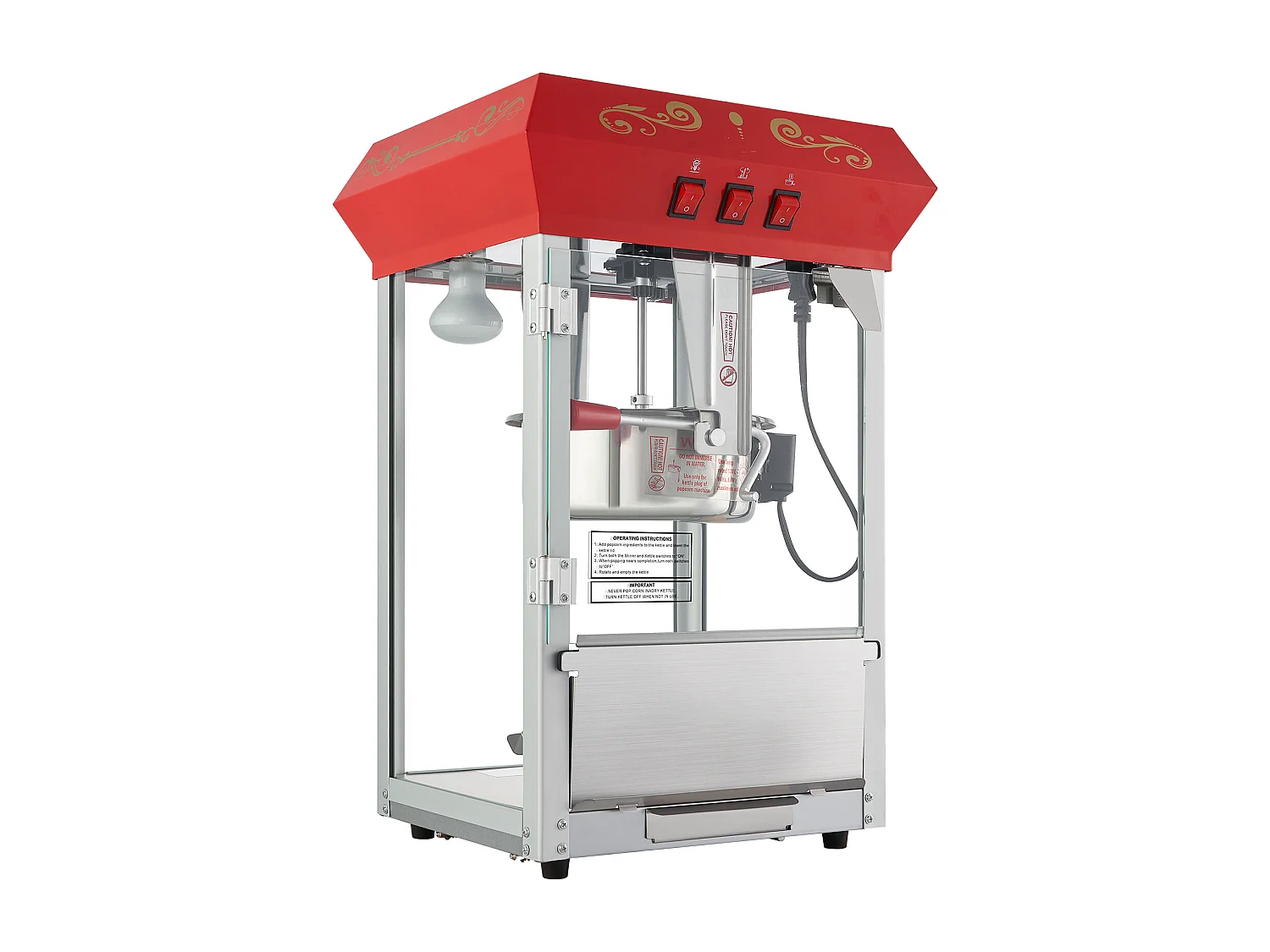Machine à Pop-Corn 850 W SucceBuy, Machine à Pop-Corn de 227 ml, Permet de Préparer 48 Tasses par lot, Comprend 4 Cuillères, Style Cinéma, Rouge
