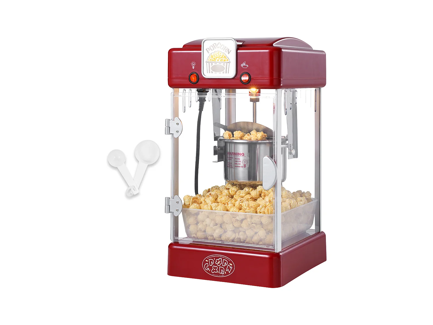 Machine à Pop-Corn SucceBuy, Machine à Pop-Corn Kettle Popper de 300 W et 2,5 oz, 4 pintes par lot, Machine à Pop-Corn de Table avec Porte en PP, Rouge