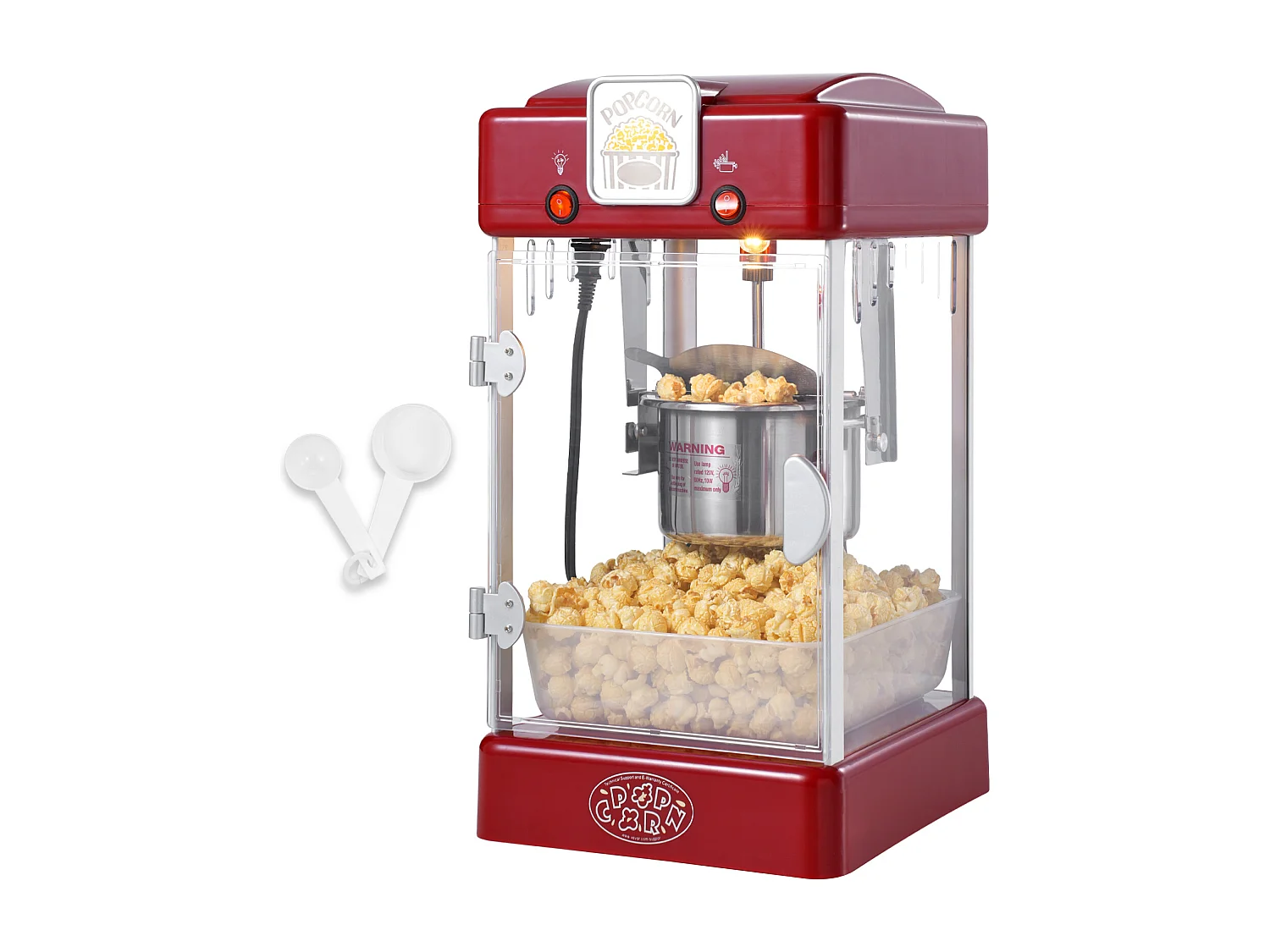 Machine à Pop-Corn SucceBuy, Machine à Pop-Corn Kettle Popper de 300 W et 2,5 oz, 4 pintes par lot, Machine à Pop-Corn de Table avec Porte en PP, Rouge