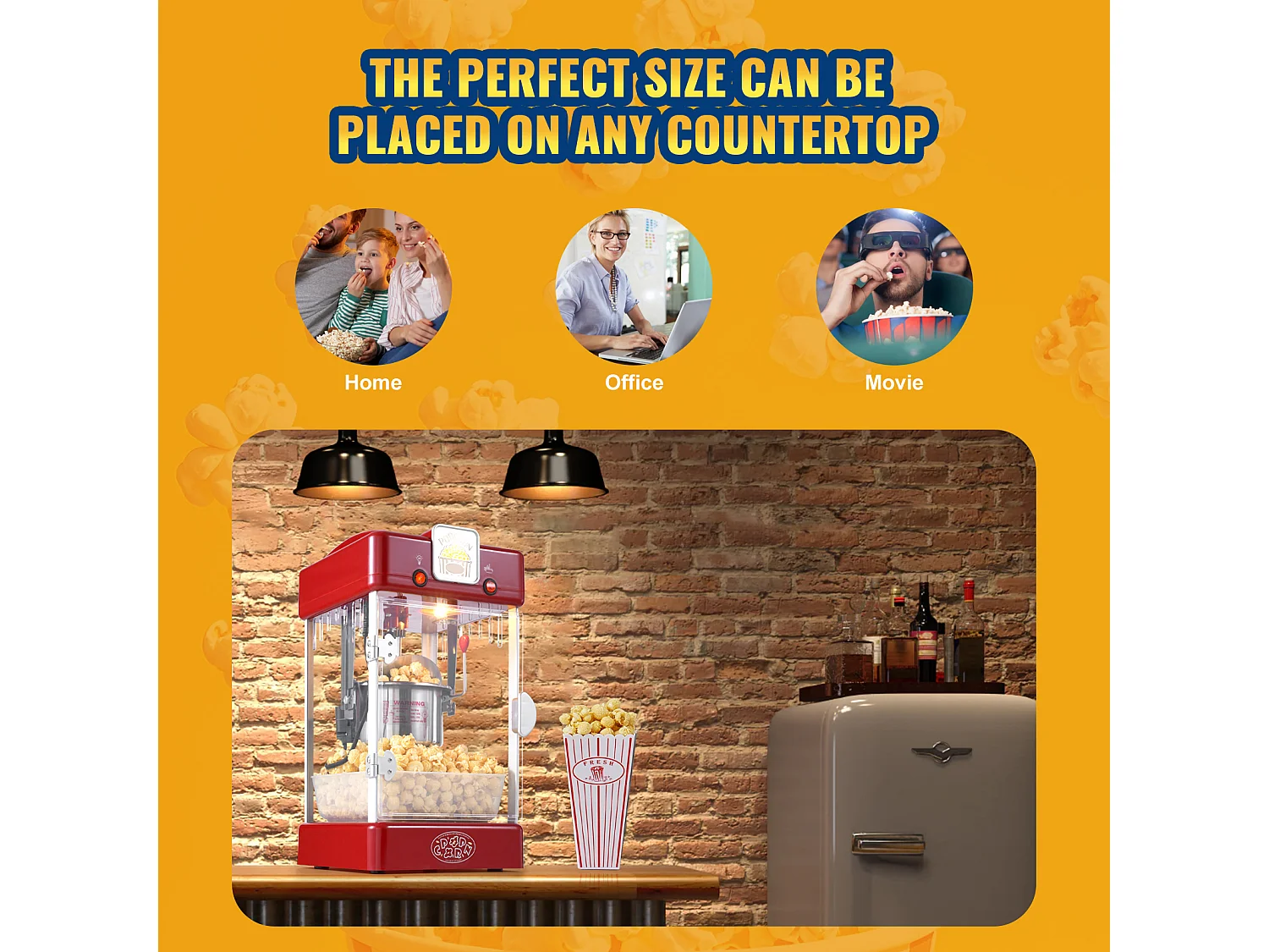 Machine à Pop-Corn SucceBuy, Machine à Pop-Corn Kettle Popper de 300 W et 2,5 oz, 4 pintes par lot, Machine à Pop-Corn de Table avec Porte en PP, Rouge