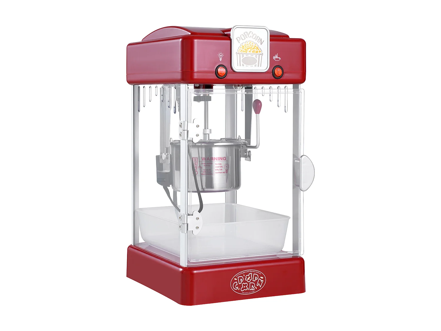 Machine à Pop-Corn SucceBuy, Machine à Pop-Corn Kettle Popper de 300 W et 2,5 oz, 4 pintes par lot, Machine à Pop-Corn de Table avec Porte en PP, Rouge