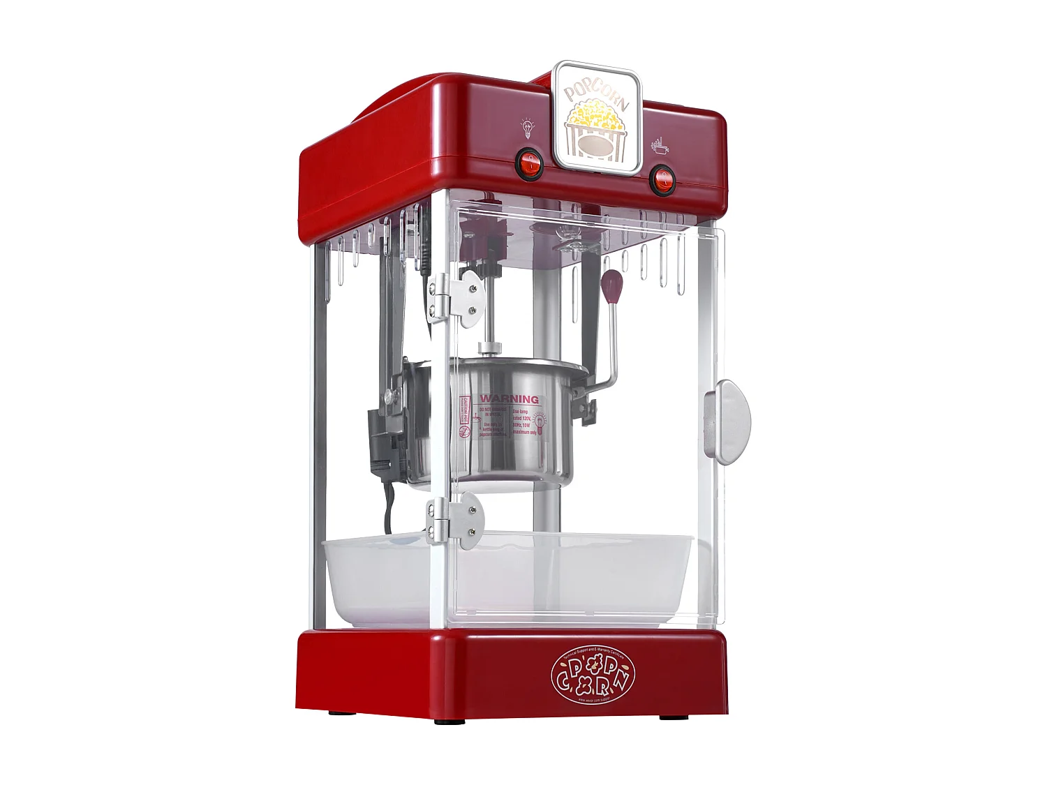 Machine à Pop-Corn SucceBuy, Machine à Pop-Corn Kettle Popper de 300 W et 2,5 oz, 4 pintes par lot, Machine à Pop-Corn de Table avec Porte en PP, Rouge