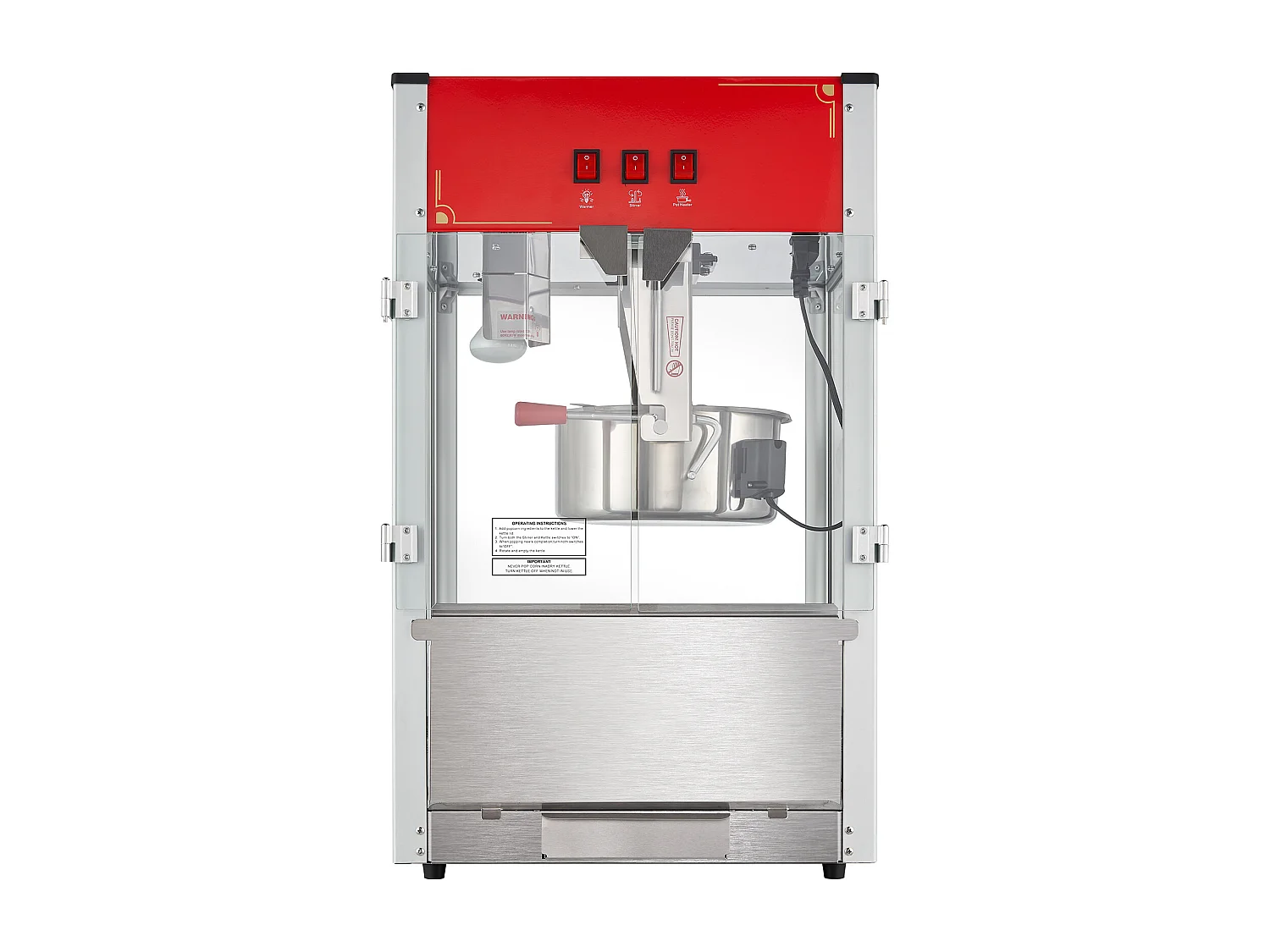 Machine à Pop-Corn SucceBuy, 1440 W, Bouilloire de 12 oz, 80 Tasses par lot, Machine de Comptoir avec Verre Trempé, 3 Cuillères en Acier Inoxydable, Rouge