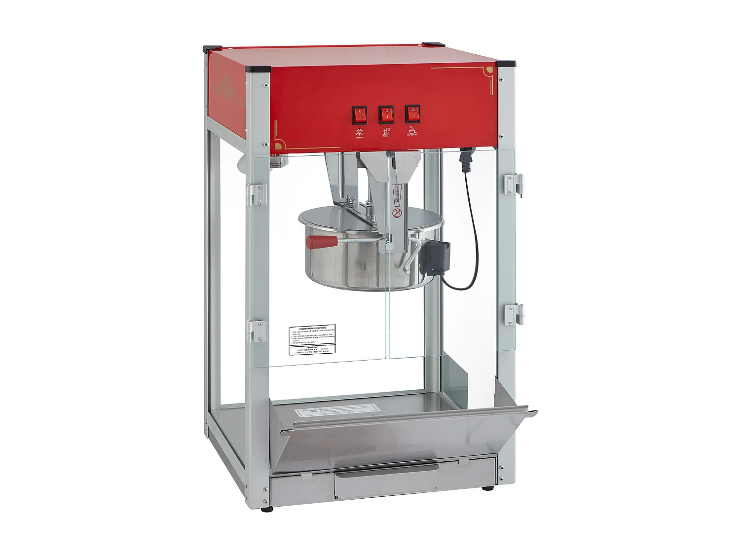 Machine à Pop-Corn SucceBuy, 1440 W, Bouilloire de 12 oz, 80 Tasses par lot, Machine de Comptoir avec Verre Trempé, 3 Cuillères en Acier Inoxydable, Rouge