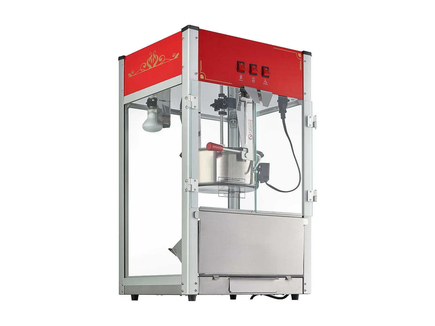 Machine à Pop-Corn SucceBuy, 1440 W, Bouilloire de 12 oz, 80 Tasses par lot, Machine de Comptoir avec Verre Trempé, 3 Cuillères en Acier Inoxydable, Rouge