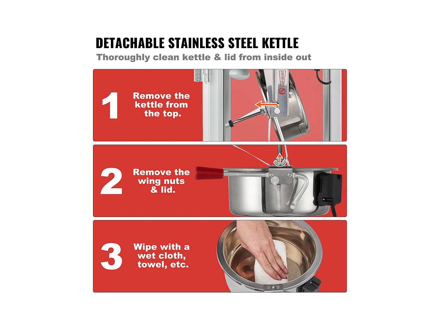 Maszyna Do Popcornu SucceBuy, Maszyna Do Popcornu 850 W z Wózkiem, Czajnik 227 g na 48 Kubków na Partię, W Zestawie 4 Łyżki, Czarny