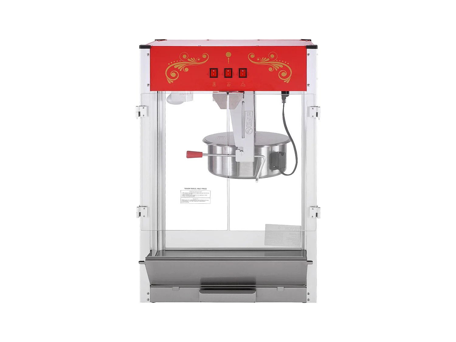 Machine à Pop-Corn SucceBuy 1615 W, Machine à Pop-Corn de 16 oz, Machine de Comptoir avec Bouilloire en Verre Trempé, Style Cinéma, Rouge