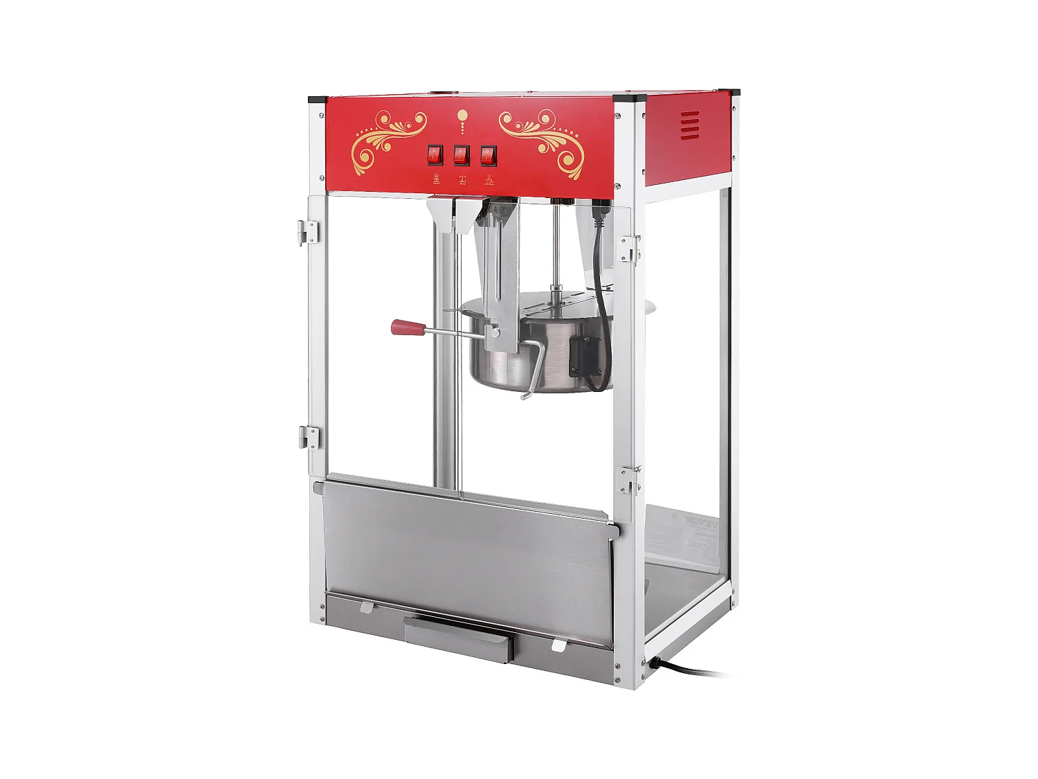 Machine à Pop-Corn SucceBuy 1615 W, Machine à Pop-Corn de 16 oz, Machine de Comptoir avec Bouilloire en Verre Trempé, Style Cinéma, Rouge